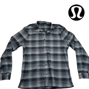 Lululemon Masons Peak Flannel Shirt Mens XL Gray Plaid Long Sleeve